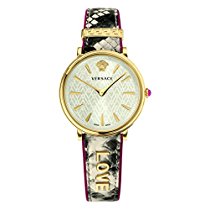 Versace Women's 'MANIFESTO EDITION' Swiss Quartz Gold-Tone and Leather Casual Watch, Color:Beige (Model: VBP080017)